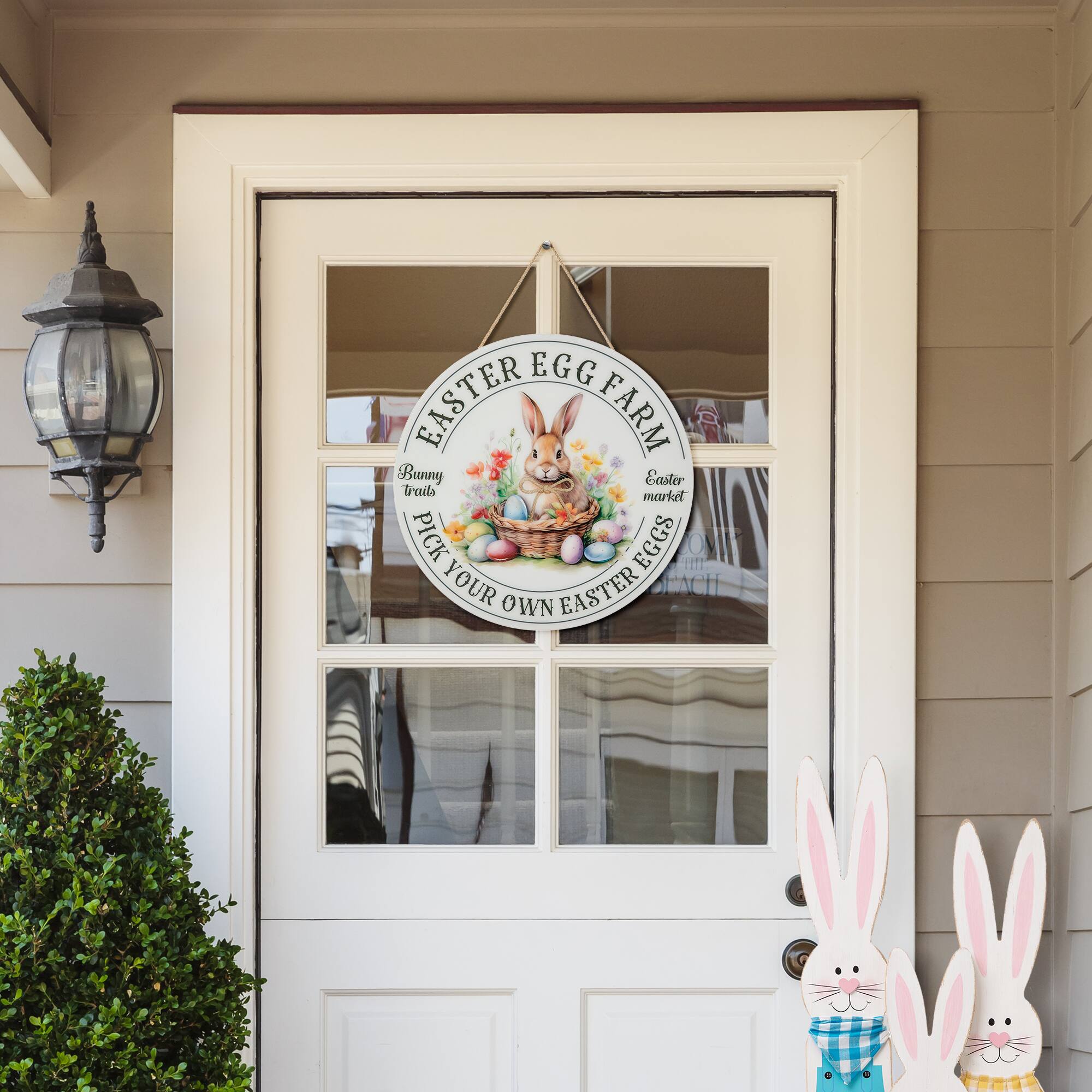 Glitzhome® 11.75" Easter Bunny Round Wall or Door Hanger